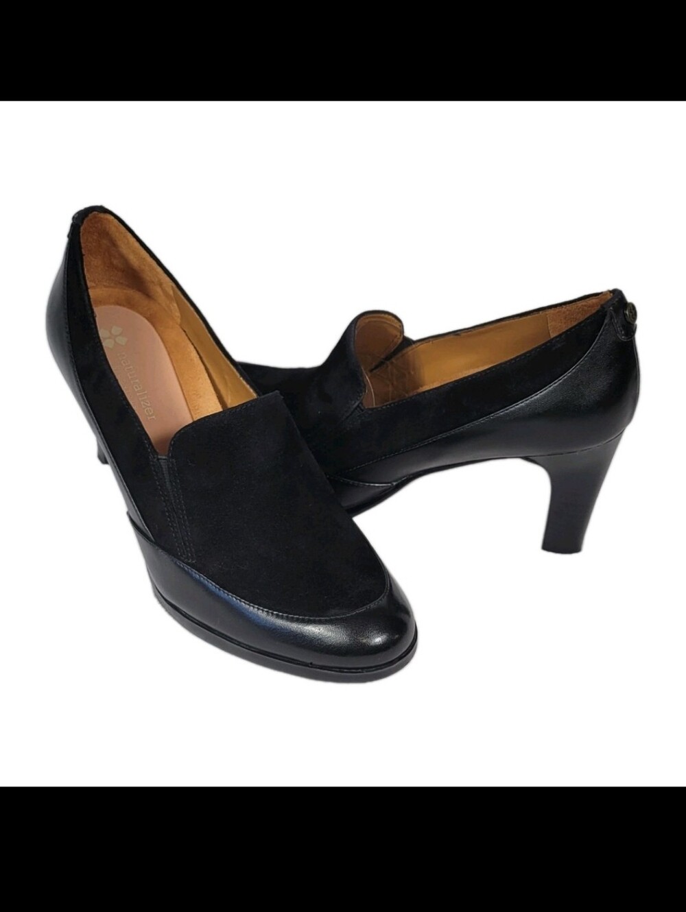 Naturalizer Womens Black Suede Leather Combo Platform Heels Size 11M EUC